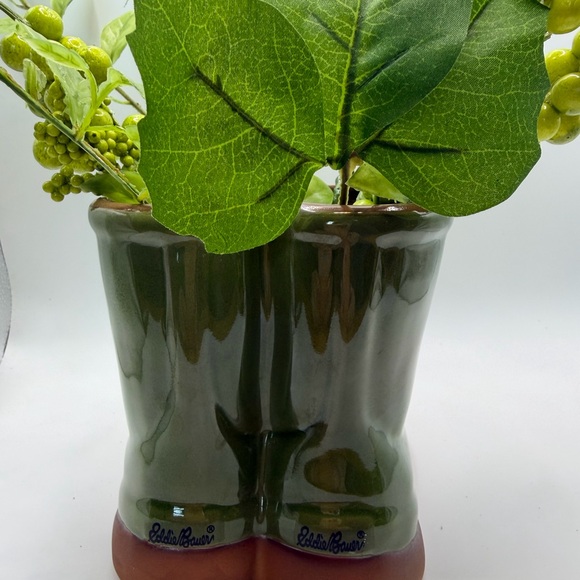 Eddie Bauer Olive Green Boot Planter with Faux Greenery - Picture 7 of 16
